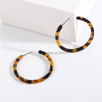 BaubleStar Tortoise Shell Resin Hoop Earrings – Chic Fashion Jewelry
