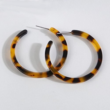 BaubleStar Tortoise Shell Resin Hoop Earrings – Chic Fashion Jewelry