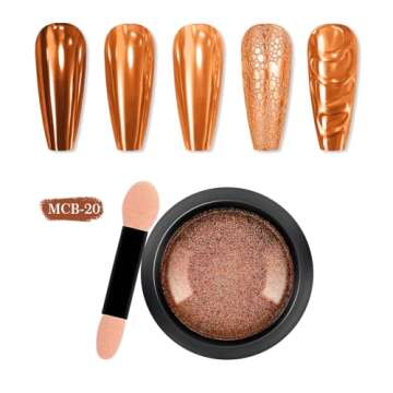 Chrome Nail Powder, Mirror Holographic Nail Glitter Metallic Chrome Powder Reflective Glossy Nail Powder Pigment Manicure for Nail Art DIY Decoration (20)