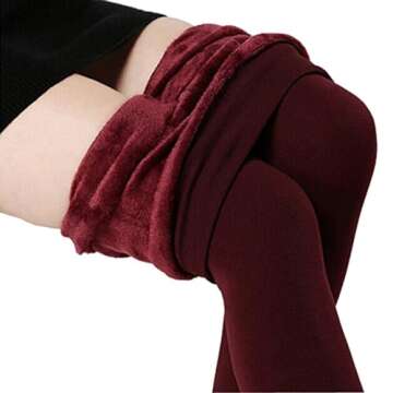 Romastory Winter Warm Women Velvet Elastic Leggings Pants (Wine red) one size