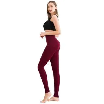 Romastory Winter Warm Women Velvet Elastic Leggings Pants (Wine red) one size