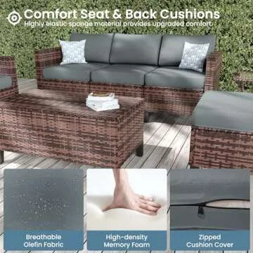 Amopatio Patio Conversation Set with Swivel Rocker Chairs & Storage Coffee Table, 5-Piece Outdoor PE Rattan Sofa Set, Waterproof Cushion Covers, Modern Furniture for Backyard/Balcony/Poolside
