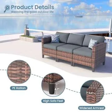 Amopatio Patio Conversation Set with Swivel Rocker Chairs & Storage Coffee Table, 5-Piece Outdoor PE Rattan Sofa Set, Waterproof Cushion Covers, Modern Furniture for Backyard/Balcony/Poolside