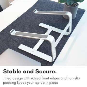 Macally Macbook Stand | Laptop Stand for Desk | Computer Stand (Universal 10"-17.3") Premium Aluminum Stylish and Sturdy Laptop Riser Stand - Laptop Holder for Macbook Pro/Air, Notebook, Chrome