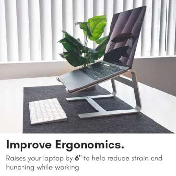 Macally Macbook Stand | Laptop Stand for Desk | Computer Stand (Universal 10"-17.3") Premium Aluminum Stylish and Sturdy Laptop Riser Stand - Laptop Holder for Macbook Pro/Air, Notebook, Chrome