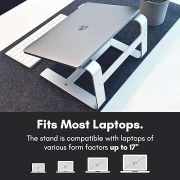 Macally Macbook Stand | Laptop Stand for Desk | Computer Stand (Universal 10"-17.3") Premium Aluminum Stylish and Sturdy Laptop Riser Stand - Laptop Holder for Macbook Pro/Air, Notebook, Chrome