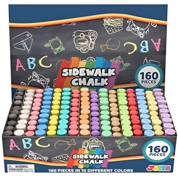 160 PCS Sidewalk Chalks Set Non-Toxic Washable Jumbo Chalk for Outdoor Art Play, Painting on Chalkbo...