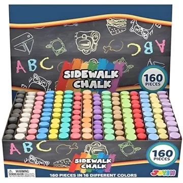 160 PCS Sidewalk Chalks Set Non-Toxic Washable Jumbo Chalk for Outdoor Art Play, Painting on Chalkbo...