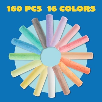 160 PCS Non-Toxic Washable Jumbo Chalk Set for Kids