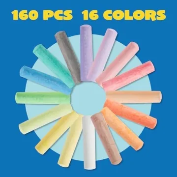 160 PCS Non-Toxic Washable Jumbo Chalk Set for Kids