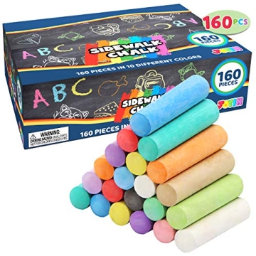 160 PCS Non-Toxic Washable Jumbo Chalk Set for Kids
