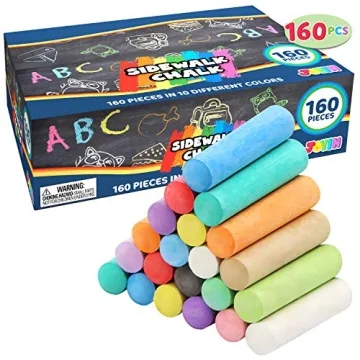 160 PCS Non-Toxic Washable Jumbo Chalk Set for Kids