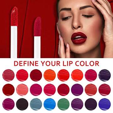 Luxsea Matte Liquid Lipstick Set 24 Colors Shining Lip Gloss Set Waterproof Long Lasting Lip Kit High Pigmented Moisturizing Lipstick Set for Women Girls (24 Colors)