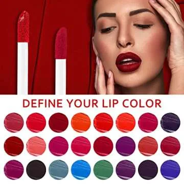 Luxsea Matte Liquid Lipstick Set 24 Colors Shining Lip Gloss Set Waterproof Long Lasting Lip Kit High Pigmented Moisturizing Lipstick Set for Women Girls (24 Colors)