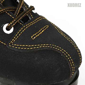 XUDREZ Cowhide Roller Skates for Women and Men High-Top Shoes Double-Row Design,Adjustable Classic Premium Roller Skates (Black Flash Wheel,8)