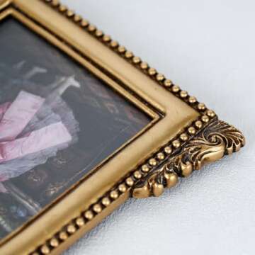 LuHeToz 4x6 Ornate Arched Photo Frame - Vintage Gold