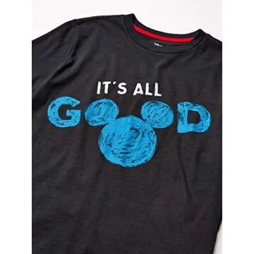 Amazon Essentials Disney | Marvel | Star Wars Boys' Short-Sleeve T-Shirts (Previously Spotted Zebra), Pack of 4, Navy/Grey/Orange/Mickey Snacks, X-Small