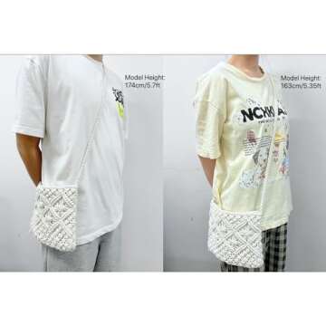 Eiyye Crochet Crossbody Bag Handmade Purse Crocheted Crossbody Bag with Tassel for Women Girls（Off White）