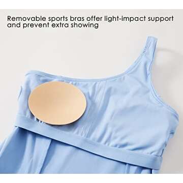 Willit Women's One Shoulder Dress Tennis Exercise Golf Athletic Dress with Bra & Shorts Active Dress with Pockets