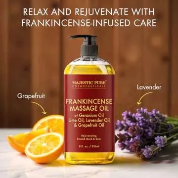 MAJESTIC PURE Frankincense Massage Oil for Scars and Stretch Marks