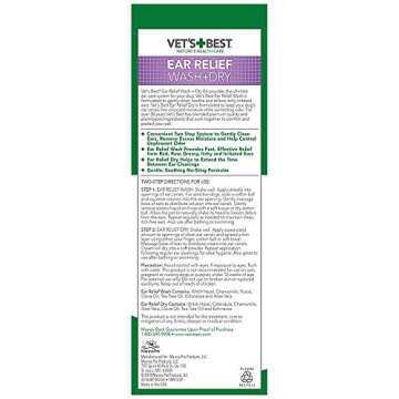 Vet's Best Dog Ear Cleaner Kit | Multi-Symptom Ear Relief | Wash & Dry Treatment | Alcohol-free, 4-o...
