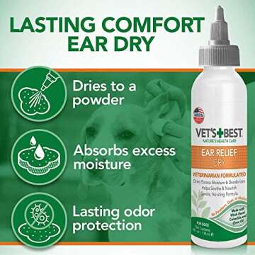 Vet's Best Dog Ear Cleaner Kit | Multi-Symptom Ear Relief | Wash & Dry Treatment | Alcohol-free, 4-oz bottle
