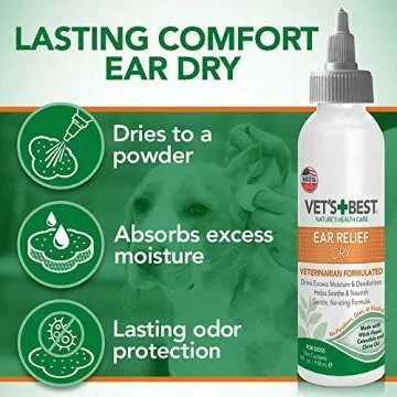 Vet's Best Dog Ear Cleaner Kit | Multi-Symptom Ear Relief | Wash & Dry Treatment | Alcohol-free, 4-oz bottle