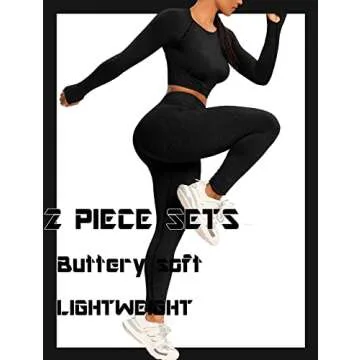 SEASUM High Waist Seamless Yoga Leggings Set for Women