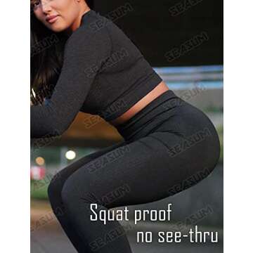 SEASUM High Waist Seamless Yoga Leggings Set for Women