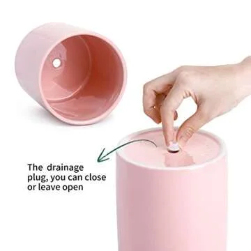 POTEY Ceramic Planter Flower Plant Pot - 4.9”+6.1” with Drain Hole Full Depth Cylinder - Minimalism for Indoor planters - Set of 2, Light Pink