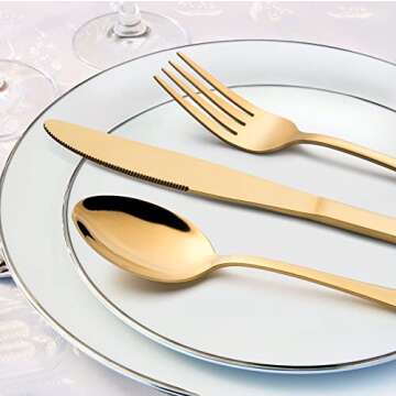 Gold Silverware Set, LIANYU 20 Piece Stainless Steel Flatware Cutlery Set for 4, Gold Mirror Finish,...