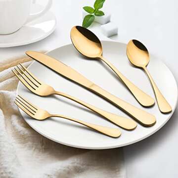 LIANYU Gold Silverware Set - 20 Piece Flatware for 4