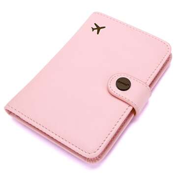 ZOPPEN Passport Holder Women, Passport Cover Travel Wallet Rfid Blocking Passport Wallet Cover Case Travel Essentials Document Organizer, Pink