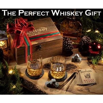 Luxurious Whiskey Glasses Gift Set for Men with Granite Stones