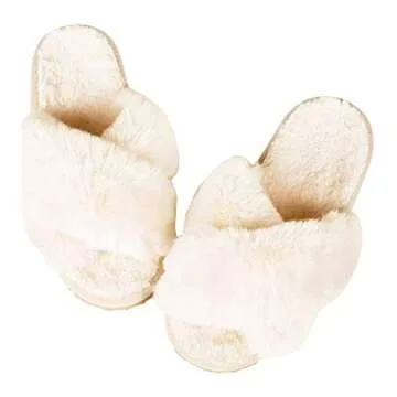 Cozy Comwarm Women’s Cross Band Fuzzy Slippers - Soft & Stylish
