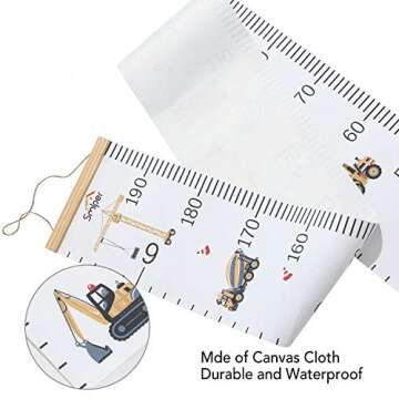 Smlper Growth Chart for Kids,Child Height Chart Ruler for Wall,Wood Frame Fabric Canvas Height Measu...