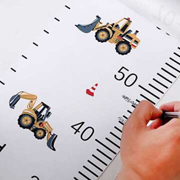 Smlper Growth Chart for Kids,Child Height Chart Ruler for Wall,Wood Frame Fabric Canvas Height Measurement Ruler for Kids Nursery Room,Removable Wall Decor 79"x7.9"