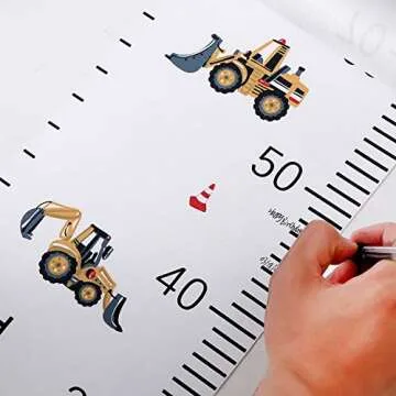 Smlper Growth Chart for Kids,Child Height Chart Ruler for Wall,Wood Frame Fabric Canvas Height Measurement Ruler for Kids Nursery Room,Removable Wall Decor 79"x7.9"