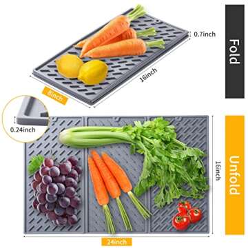 Dish Drying Mat,Silicone Drying Mat for Kitchen Counter,Extra Large Dish Mat,Foldable Design - Heat ...