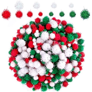 BQTQ Christmas Pom Pom Tinsel Glitter Balls - 1200 Pieces