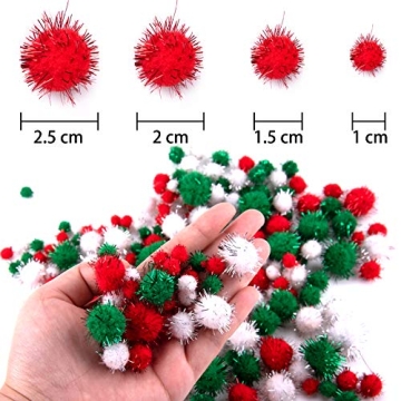 BQTQ Christmas Pom Pom Tinsel Glitter Balls - 1200 Pieces