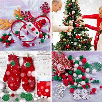 BQTQ Christmas Pom Pom Tinsel Glitter Balls - 1200 Pieces
