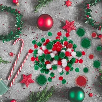 BQTQ Christmas Pom Pom Tinsel Glitter Balls - 1200 Pieces