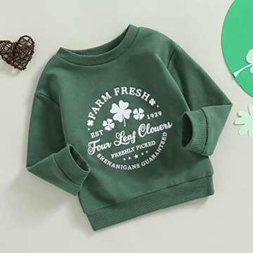JLKGICF Toddler Baby Girl Boy St Patricks Day Clothes Vintage Lucky Clover Sweatshirt Pullover Sprin...