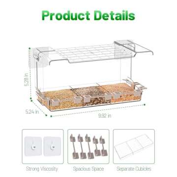 Window Bird Feeder: Clear Cardinal Bird Feeder with 5 Stands for Outdoors