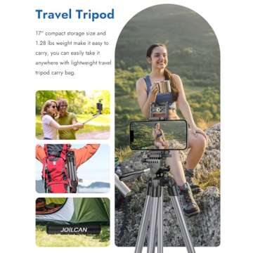 67" Tripods Camera Tripod, Remote Control Travel Tripod for Video Recording Vlog Photo Tripods, Trav...