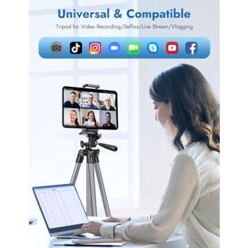 67" Tripods Camera Tripod, Remote Control Travel Tripod for Video Recording Vlog Photo Tripods, Travel Phone Tablet Tripod with Carry Bag, Aluminum Lightweight Portable Camera Tripod