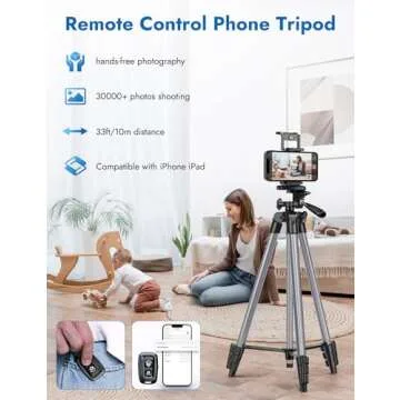 67" Tripods Camera Tripod, Remote Control Travel Tripod for Video Recording Vlog Photo Tripods, Travel Phone Tablet Tripod with Carry Bag, Aluminum Lightweight Portable Camera Tripod