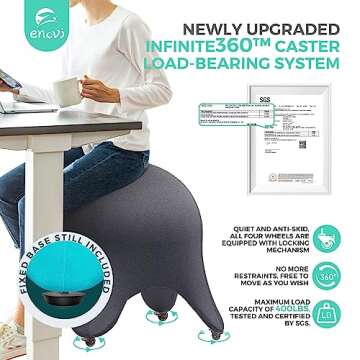 ENOVI Original Starfish Ball Chair, Yoga Ball Chair Exercise Ball Chair Ergonomic Design for Home Office Desk, Stability Ball & Balance Ball Seat