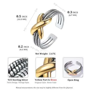 ChicSilver Gold and Silver Rings Crossover X Rings for Women Criss Eternity Bands Engagement Wedding Rings for Women